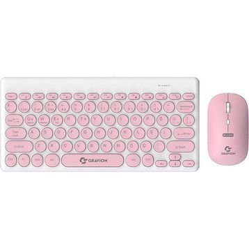 Gravion KM-BT37 Pembe Kablosuz Klavye Mouse Seti
