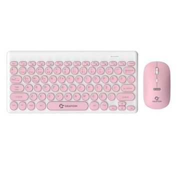 Gravion KM-BT37 Pembe Kablosuz Klavye Mouse Seti