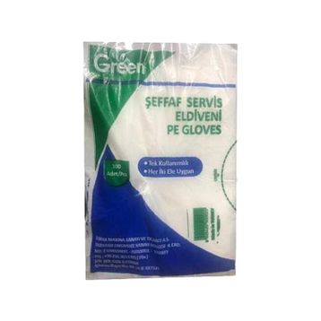 Green Tek Kullanımlık 100 Adet Şeffaf Servis Eldiveni