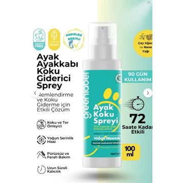 Greenlabel Nane Ve Çay Ağacı İçeren 100 ml Ayak Koku Giderici Sprey