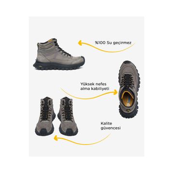 Greyder 5K1GB16350 Koyu Gri Hakiki Deri Su Geçirmez Erkek Outdoor Bot