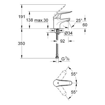 Grohe 32762000 Euroeco Special Uzun Kumanda Kollu Lavabo Bataryası