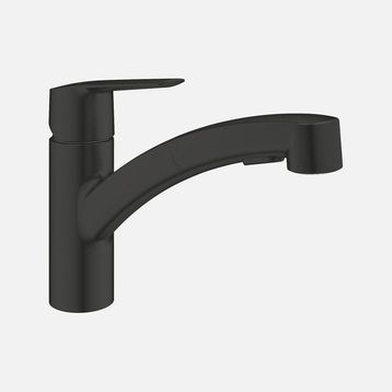 Grohe Start Siyah Spiralli Yatık Borulu Eviye Bataryası