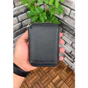 GUARD 0796G Fermuarlı Siyah Deri Mini Cüzdan