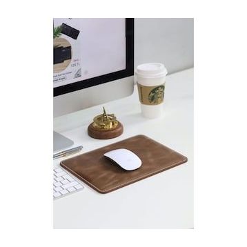 Guard 26x20 cm Dikiş Detaylı Antik Kahverengi Deri Mouse Pad