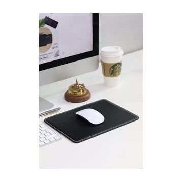 Guard 26x20 cm Dikiş Detaylı Siyah Deri Mouse Pad