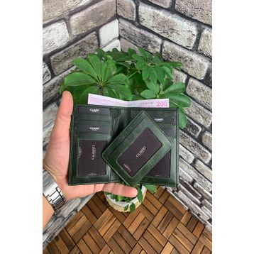 Guard Antik Yeşil Gizli Kartlıklı Deri Erkek Cüzdanı