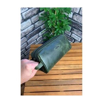 Guard Antik Yeşil Unisex Deri El Çantası