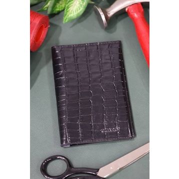 Guard Croco Baskılı Siyah Pasaport Kılıfı
