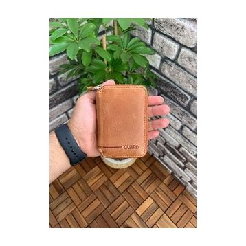 Guard Fermuarlı Antik Taba Deri Mini Cüzdan