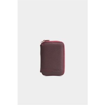 Guard Fermuarlı Bordo Deri Mini Cüzdan