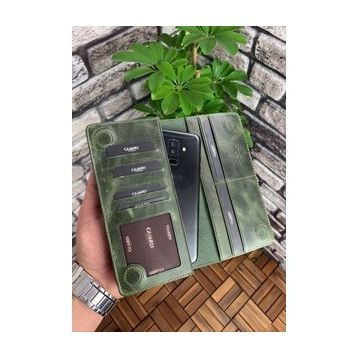 Guard Haki Yeşil Telefon Girişli Deri Erkek Kadın Portföy Cüzdan