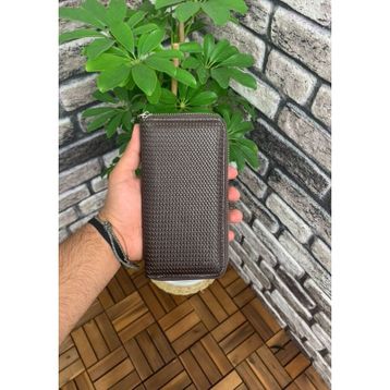 Guard Lazer Baskılı Kahverengi Fermuarlı Portföy Cüzdan