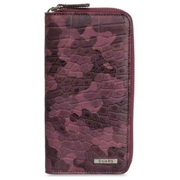 Guard P3016 Bordo Kamuflaj Baskılı Hakiki Deri Fermuarlı Cüzdan