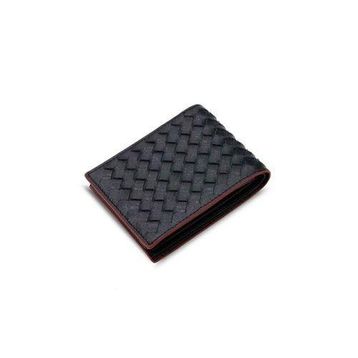 Guard T1063 Örgü Desenli Kırmızı Kenarlı Siyah Deri Erkek Cüzdanı