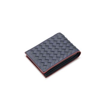 Guard T1068 Örgü Desenli Lacivert Kırmızı Deri Erkek Cüzdanı