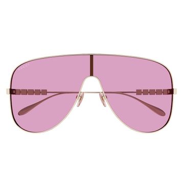 Gucci GG1436S 004 99-1 Kadın Pembe Mat Camlı Altın Metal Geometrik Güneş Gözlüğü