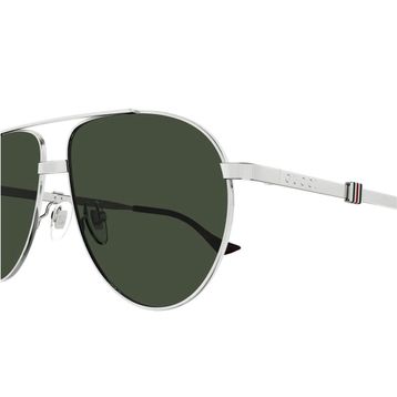Gucci GG1440S 002 59-14 Erkek Yeşil Mat Camlı Gümüş Metal Damla Güneş Gözlüğü