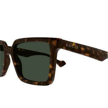 Gucci GG1540S 002 55-18 Kadın Yeşil Mat Camlı Kahverengi Asetat Dikdörtgen Güneş Gözlüğü