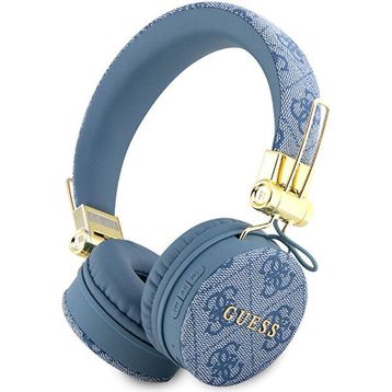Guess Metal Logolu 4G PU Deri Mavi Bluetooth Kulaklık