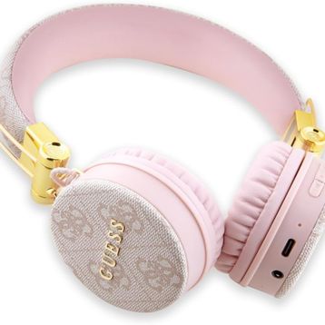 Guess Metal Logolu 4G PU Deri Pembe Bluetooth Kulaklık