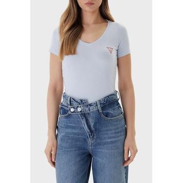Guess W2YI45J1314 G7S1 Streç Pamuklu Slim Fit V Yaka Logolu Bayan T-shirt