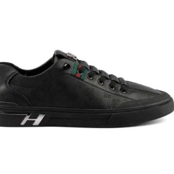 Guja 24510-3 Siyah Erkek İthal Taban Monogram Baskılı Sneaker Spor Ayakkabı