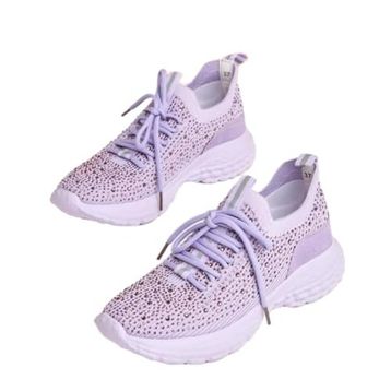 Guja 24Y320 Mor Kadın Esnek Tabanlı Taşlı Triko Sneaker Spor Ayakkabı
