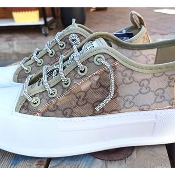 Guja 24Y384 Bej Kadın Monogram Desen Sneaker Spor Ayakkabı