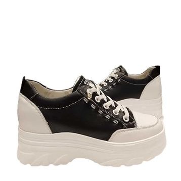Guja 25Y361 Siyah Kadın Yüksek Taban Hakiki Deri Sneaker Spor Ayakkabı