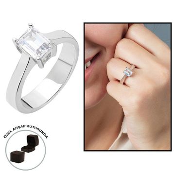 Gül Endam Starlight Diamond Pırlanta Montür Asimetrik 925 Ayar Gümüş Bayan Beştaş Yüzük - Beyaz