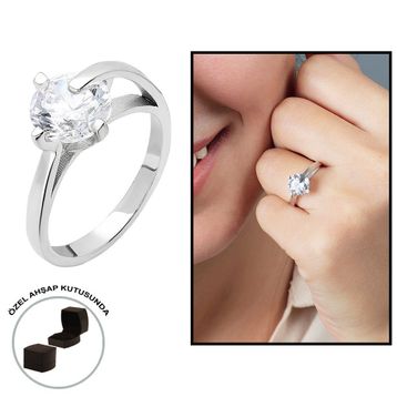 Gül Endam Starlight Diamond Pırlanta Montür Elegance 925 Ayar Gümüş Bayan Tektaş Yüzük - Beyaz