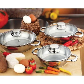 Gülsan 6 Parça Paslanmaz Çelik Cam Kapaklı Omlet Set
