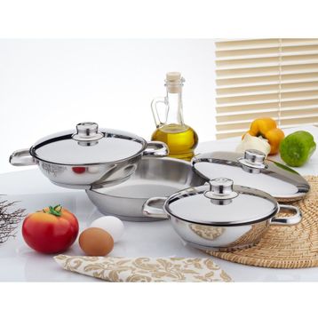 Gülsan 6 Parça Paslanmaz Çelik Cam Kapaklı Omlet Set