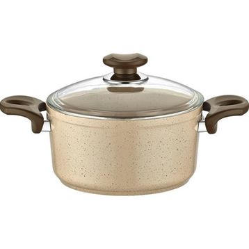 Gülsan Safran 28 cm Granit Cam Kapaklı Derin Tencere