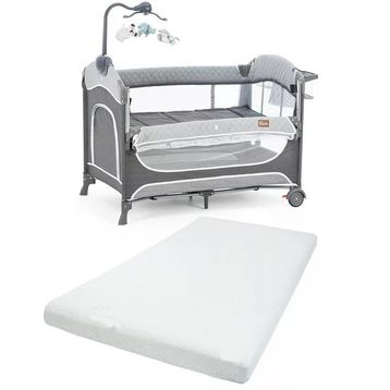 Gulz Atlas Plus 70x110 cm Dark Grey Anne Yanı Sallanır Cibinlikli Pamuk Yataklı Dönenceli Oyun Parkı Bebek Beşik