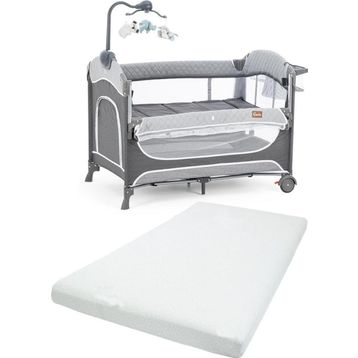 Gulz Atlas Plus 70x110 cm Dark Grey Anne Yanı Sallanır Cibinlikli Pamuk Yataklı Dönenceli Oyun Parkı Bebek Beşik