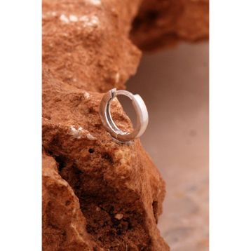 Gümüş 12 mm Rodyumlu Halka Erkek Küpesi