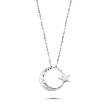 Gümüş 925 Ayar Ay Yıldız Kolye
