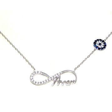 Gümüş Annem Yazılı Sonsuzluk Bayan Kolye