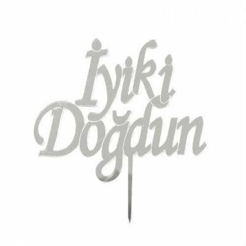 Gümüş Gri İyi Ki Doğdun Cam Pleksi Doğum Günü Pasta Üzeri Süsü