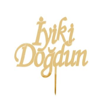Gümüş Gri İyi Ki Doğdun Cam Pleksi Doğum Günü Pasta Üzeri Süsü