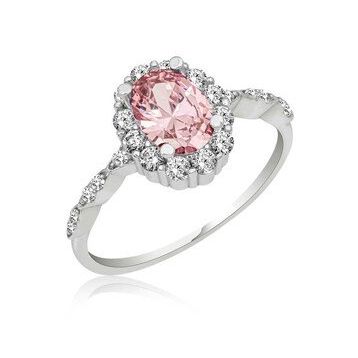 Gümüş Hane Pembe Oval Taşlı Kadın Gümüş Yüzük
