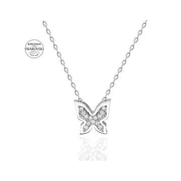 Gümüş Hane Swarovski Taşlı Gümüş Kelebek Kadın Kolye