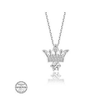 Gümüş Hane Swarovski Taşlı Gümüş Kral Tacı Kadın Kolye