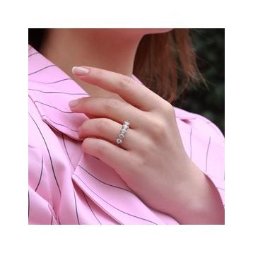 Gümüş Hediye Al Starlight Diamond Pırlanta Montür Asimetrik 925 Ayar Gümüş Kadın Beştaş Yüzük