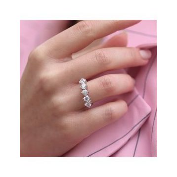 Gümüş Hediye Al Starlight Diamond Pırlanta Montür Asimetrik 925 Ayar Gümüş Kadın Beştaş Yüzük