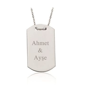 Gümüş İsimli Asker Künyesi Bayan Kolye
