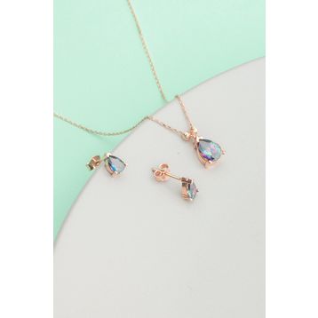 Gümüş Mistik Topaz Damla Kolye