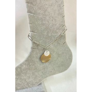 Gümüş Renk İki Pullu Model Ataç Zincir Çelik Halhal